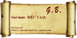 German Bálint névjegykártya