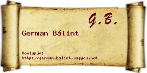 German Bálint névjegykártya